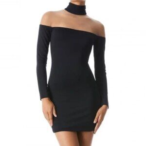 Alice + Olivia Black Off-Shoulder Mini Dress